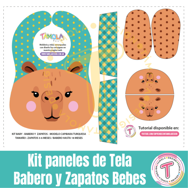 Kit Baby – Capibara - Patrones Digitales  (babero + zapatitos)