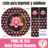 Bolso Mantel Redondo - Flor de loto Rosa Black - Panel para Sublimar