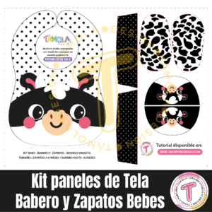 Kit Baby – Vaquita - Patrones Digitales  (babero + zapatitos)