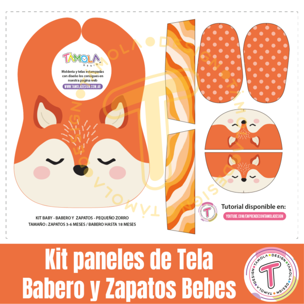 Kit Baby – Fox Boy - Patrones Digitales  (babero + zapatitos)