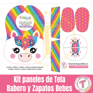 Kit Baby – Unicornio - Patrones Digitales  (babero + zapatitos)