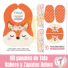 Kit Baby – Fox Girl - Patrones Digitales  (babero + zapatitos)
