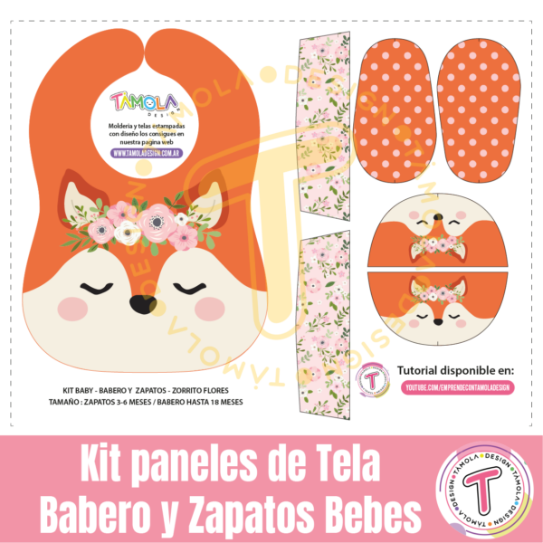 Kit Baby – Fox Girl - Patrones Digitales  (babero + zapatitos)