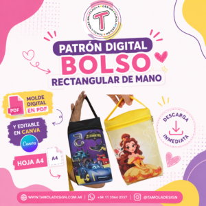 Bolso Rectangular de Mano - Molde Digital PDF y Canva