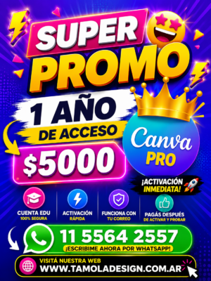 Canva Pro - Acceso 1 año cuenta edu